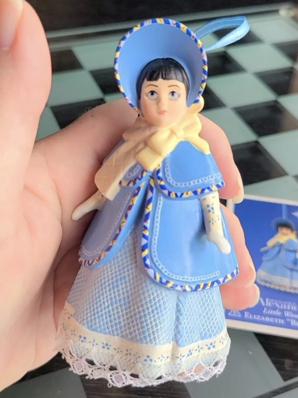 Hallmark Blue and Yellow Bonnet Doll Ornament